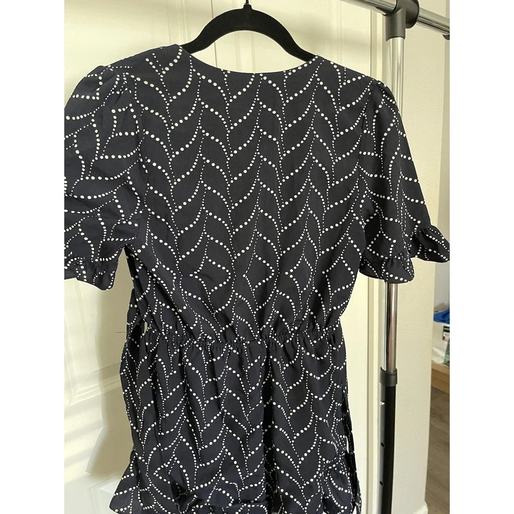 Lucca Women's Romper Navy Ruffle Tie Fun Summer‎
